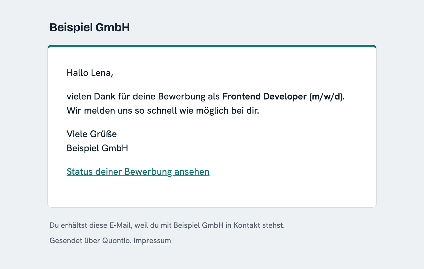 Eingangsbestätigung im Mail-Postfach