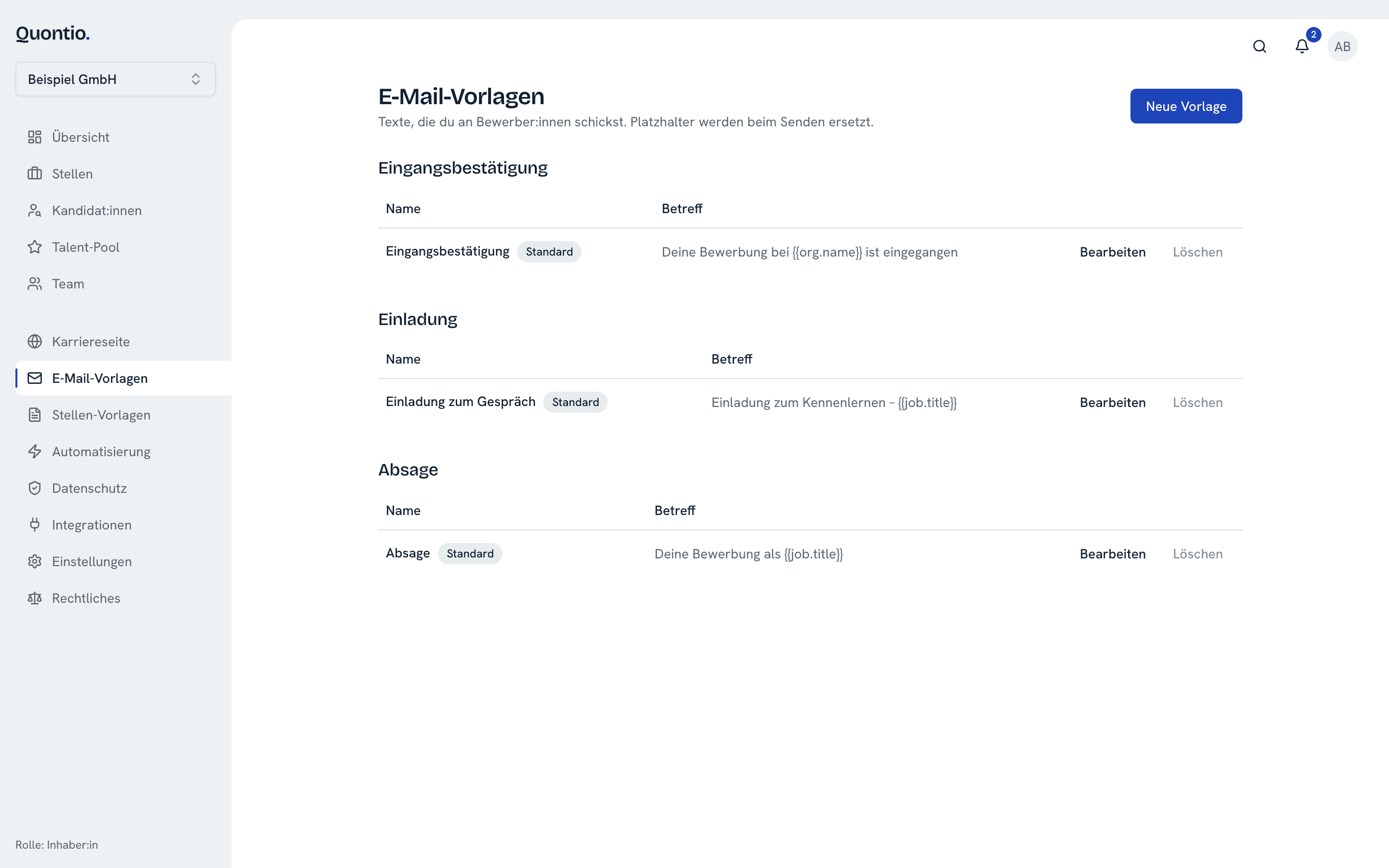 E-Mail-Vorlagen