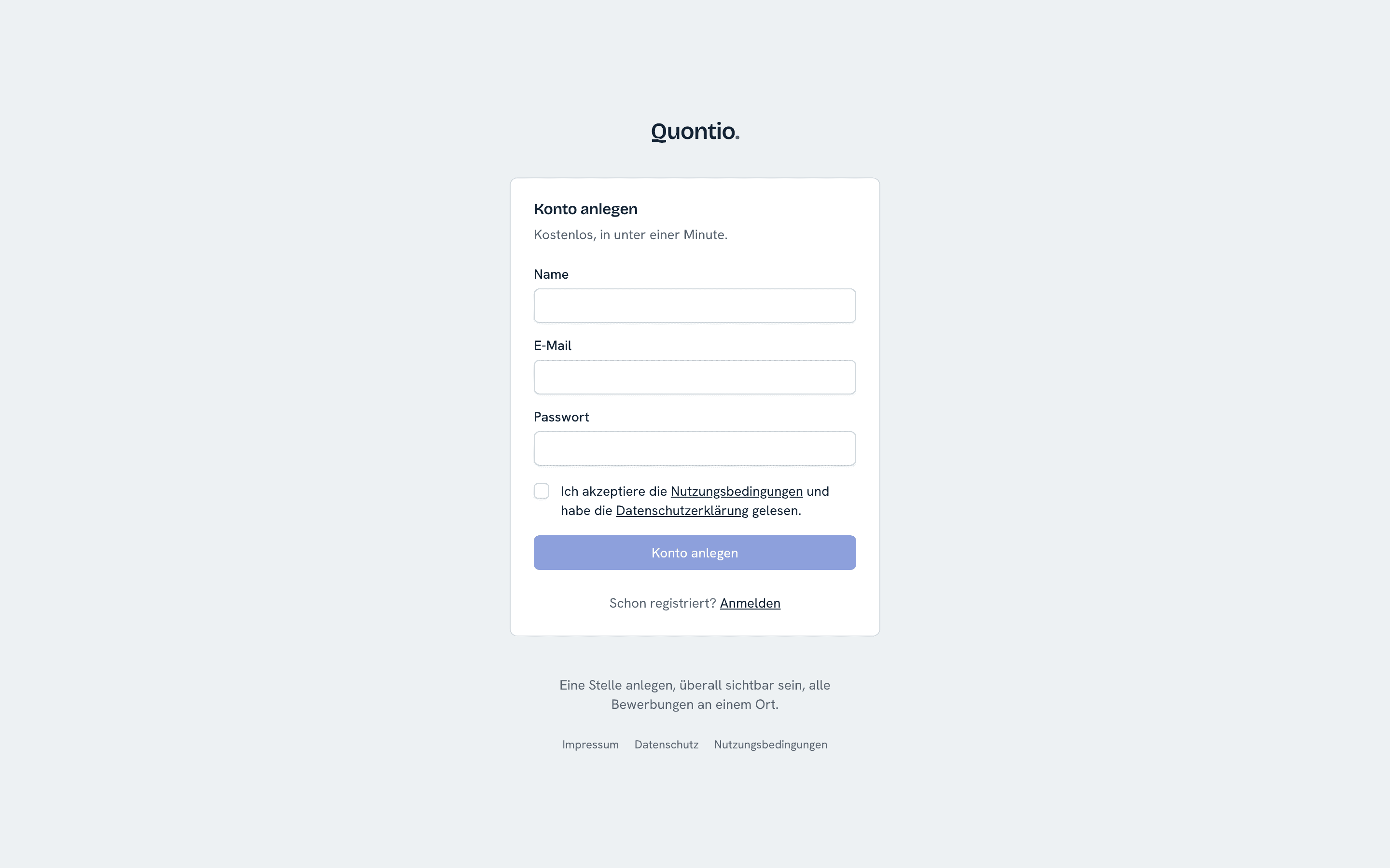 Registrierung mit Name, E-Mail und Passwort
